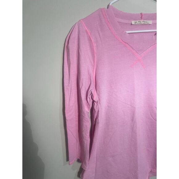 We The Free Clover Puff Sleeve 3/4 Length Sleeve T-Shirt in Pink - Picture 3 of 10